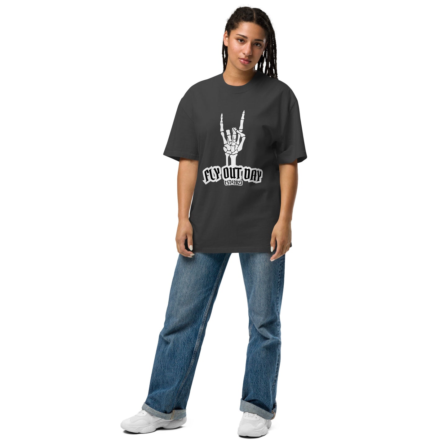 Fly Out Day - Horns Oversized T-Shirt Faded Black
