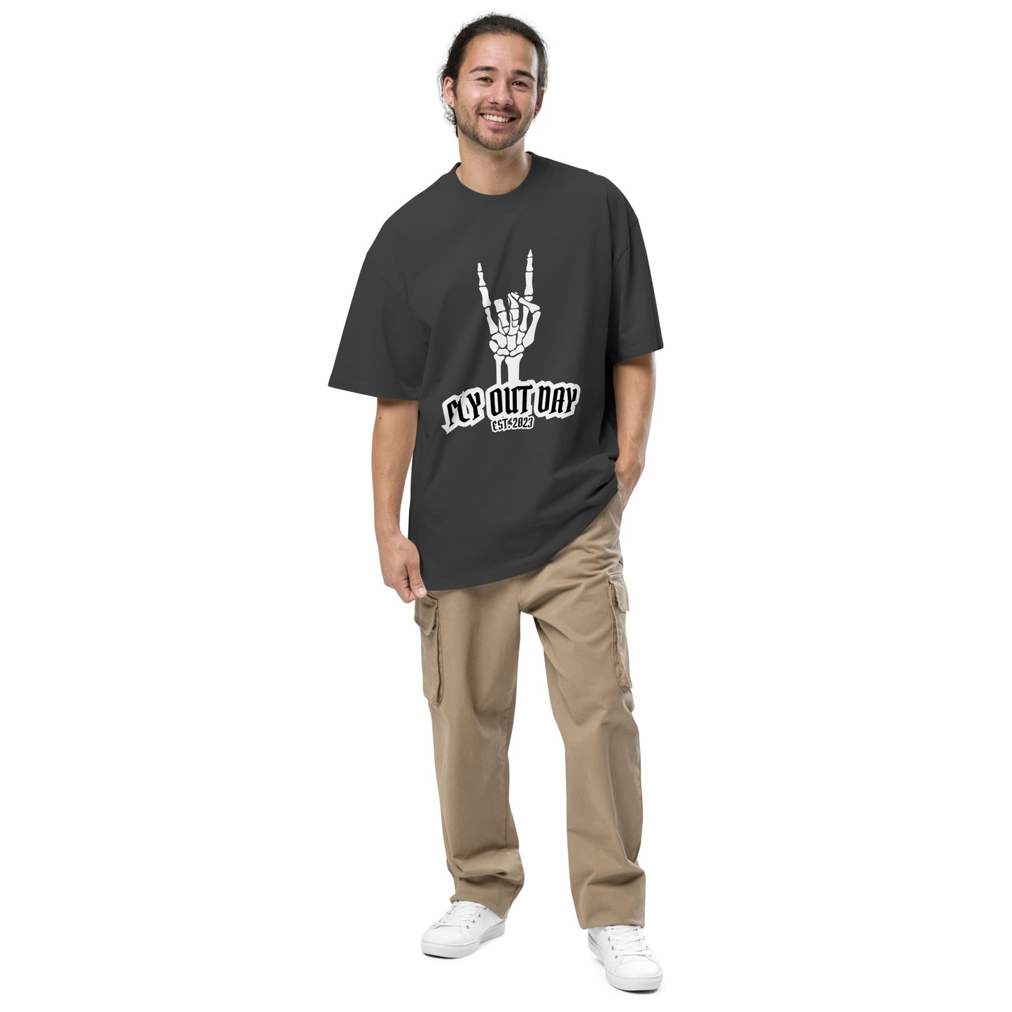 Fly Out Day - Horns Oversized T-Shirt Faded Black