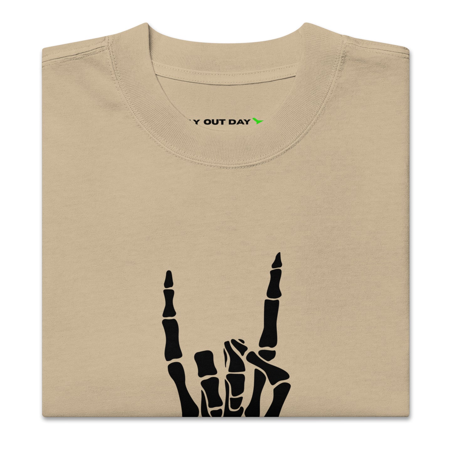 Fly Out Day - Horns Oversized T-Shirt Faded Khaki