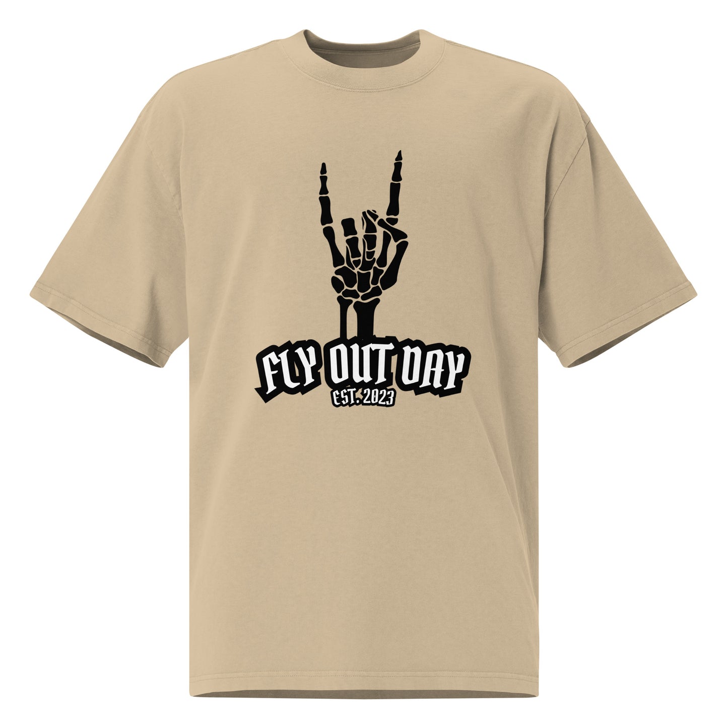 Fly Out Day - Horns Oversized T-Shirt Faded Khaki
