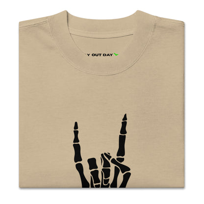 Fly Out Day - Horns Oversized T-Shirt Faded Khaki