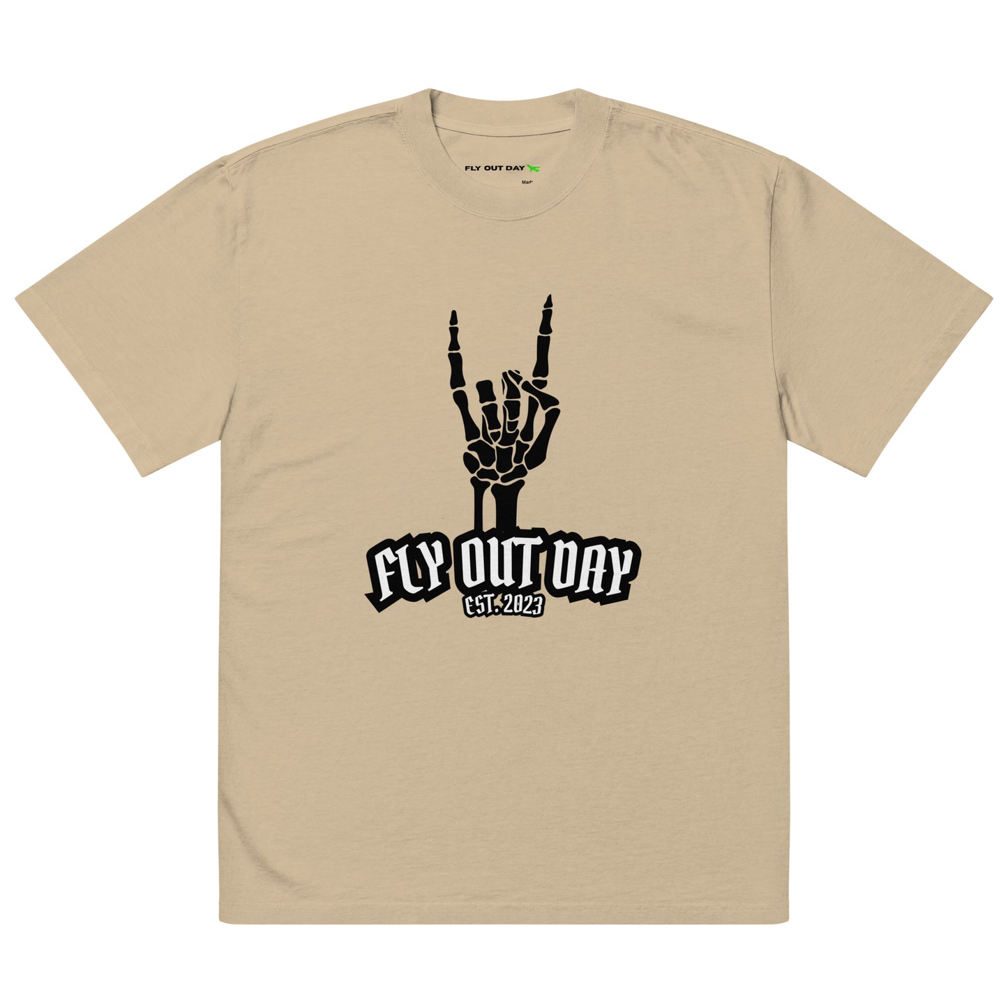 Fly Out Day - Horns Oversized T-Shirt Faded Khaki