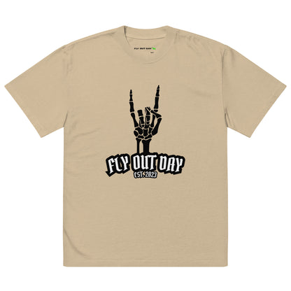 Fly Out Day - Horns Oversized T-Shirt Faded Khaki